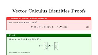 Vector Calculus Identities Proof of divFxG  GcurlF FcurlG  Calculus 34 [upl. by Augustine]