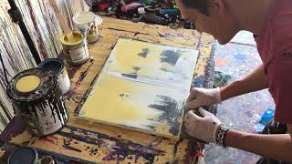 Making a Scraped Abstract Painting with a Trowel [upl. by Lambart]