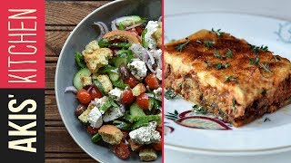 Authentic Greek Moussaka amp Greek Salad  Akis Petretzikis [upl. by Obidiah]