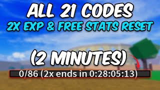 All 21  2x EXP And FREE STATS RESET  Codes In 2 Minutes  Blox Fruits [upl. by Ocisnarf624]