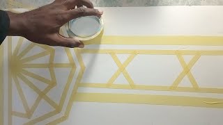 simple wall decoration ideas with masking tape  wall painting ideas on canvas  interior wall decor [upl. by Sexton]