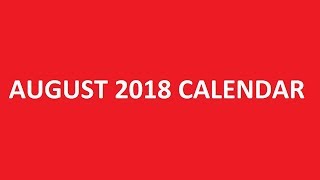 August 2018 Calendar Printable PDF Blank Holidays [upl. by Cleary40]