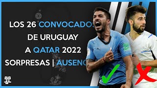 LOS 26 CONVOCADOS de URUGUAY a QATAR 2022  SORPRESAS Y AUSENCIAS [upl. by Ariada]