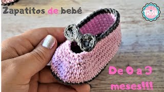 🎀CÓMO HACER ZAPATOS TEJIDOS PARA BEBÉS 🎀 DIY  FÁCIL🎀🎀 [upl. by Cirdla244]