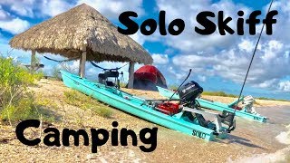 CAMPING and FISHING on DESERTED island with Solo Skiff [upl. by Reviere220]