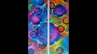 Bubbles in acrylics with glazing  Very vibrant and colorful  Timelapse [upl. by Phira196]