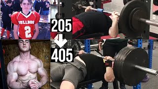 205 LBS  405 LBS BENCH PRESS TRANSFORMATION  1719 YEARS OLD [upl. by Neesay]