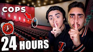 24 Hour Overnight Challenge in MOVIE THEATER CRAZY ENDING [upl. by Danny]