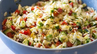 Lemon Orzo Salad  Perfect Summer Salad For BBQs or Potlucks [upl. by Gracye]