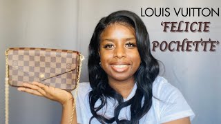 Louis Vuitton Felicie Pochette Damier Ebene Review  Luxury Designer Bag Unboxing [upl. by Lebam879]