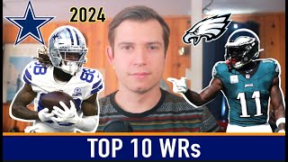 TOP 10 WR RANKINGS  2024 Fantasy Football [upl. by Ilujna416]