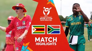 Zimbabwe v South Africa  Match Highlights  U19 CWC 2024 [upl. by Goldia]