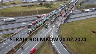 🔥Strajk Rolników PoznańKomorniki 20022024🚜300 ciągników koło autostrady A2🔥 [upl. by Oalsecnew]