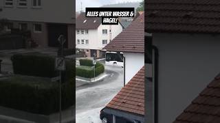 Alles steht unter Wasser amp unter Hagelmassen Althengstett nähe Stuttgart viral hailstorm [upl. by Euginimod]