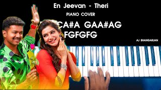 En Jeevan  Theri Song Piano Cover With NOTES  AJ Shangarjan [upl. by Etra]