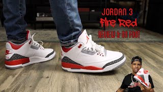 Jordan 3 Fire Red On Foot [upl. by Ugo]