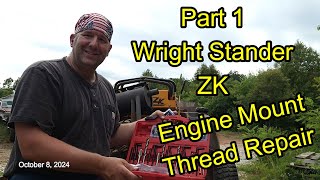 Part 1 How To Repair Engine Mount Bolts on a Wright Stander ZK Mower [upl. by Yrad]