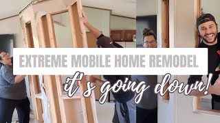 EXTREME MOBILE HOME REMODEL  taking down walls in the double wide to create an open concept Ep6 [upl. by Moon]