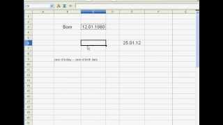 Calculate a Persons Age in Excel or Openoffice using Date Functions Part 1 [upl. by Eicak]