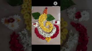 Rangoli made with Flowers n leaves [upl. by Aliakim]