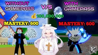 600 MAX MASTERY COMPARISON WITHOUT ❌ GAMEPASS VS WITH GAMEPASS ✅  BLOX FRUITS  bloxfruits roblox [upl. by Claire]