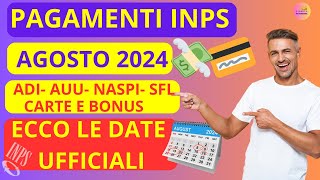 🚨 PAGAMENTI INPS AGOSTO 2024 📅Date Ufficiali Bonus e Sussidi [upl. by Einwat]