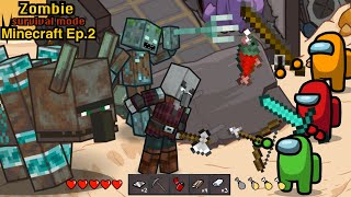 Minecraft Raid vs Among Us Zombie 🛠 Survival Mode  Animation [upl. by Danaher]