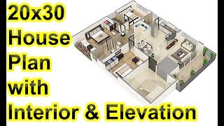 20x30 House Plan  600 sq ft  266 marla house plan [upl. by Esidarap572]