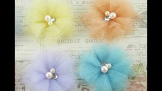 DIYEasy to make Fabric tu tu tulle flower tutorial by SaCrafters [upl. by Harwilll]