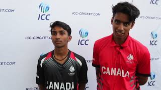 2023 August 12  Canada U19 v USA U19 postmatch interview with Jai Singh amp Sagar Patel [upl. by Iene]