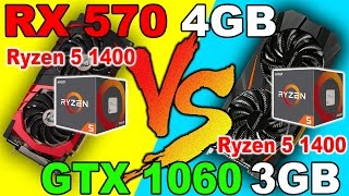 RX 570 VS GTX 1060 3GB  Ryzen 1400  Comparison [upl. by Ahsimik492]