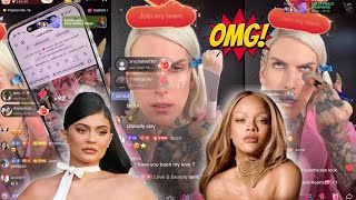 Jeffree Star SHADES KYLIE COSMETICS and Speaks on MEETING RIHANNA on TikTok Live [upl. by Doretta]