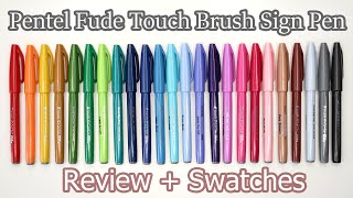 Pentel Fude Touch Brush Sign Pens  Review  Swatches [upl. by O'Dell]