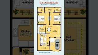 25x45 House plan 25 by 45 Home plan 4525 2BHK घर का नक्शा shorts viral homeplan homedesign [upl. by Ahsirak]