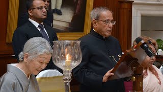 President Mukherjee hosts a Banquet in honour of Emperor Akihito and Empress Michiko of Japan [upl. by Atkins34]