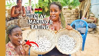 HOW TO EAT AND MAKE WHITE CLAY IN THE VOLTA REGION OF GHANA  HOW AYILO IS MADE  GHANA CULTURE [upl. by Nnovahs625]