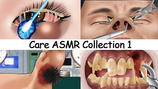 ASMR CARE ANIMATION COLLECTION 1  Piercing Cleaning Dry Eyelid Sebum Extrusion Braces Waxing [upl. by Pond841]