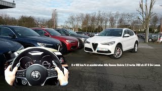 0 à 100 kmh et accélération Alfa Romeo Stelvio 20 turbo essence 280 ch AT 8 Q4 Lusso [upl. by Fiann]