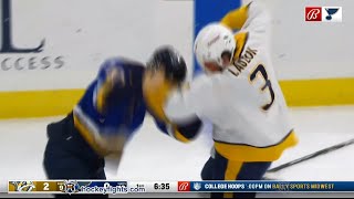 Jeremy Lauzon vs Brayden Schenn Nov 24 2023 [upl. by Llehcram]