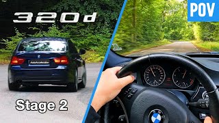 Straight piped 535Nm BMW 320d  POV  Loud sounds amp turbo whistle 4K UHD [upl. by Narruc47]