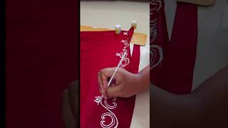 Durga puja spesial hand painted kurti making part 3 🥰 yt viralshort handpainteddress [upl. by Piderit535]