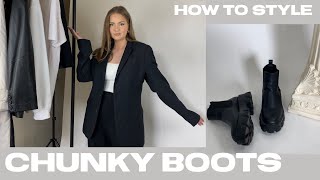 HOW TO STYLE CHUNKY BOOTS  6 outfits [upl. by Bunns494]