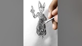 Speed drawing StickMan Beerus  Step by step  Dragon ball super  😳✨anime animedrawing art goku [upl. by Bunni]