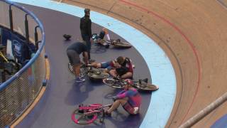 Mens Keirin SemiFinal Crash [upl. by Baptista]