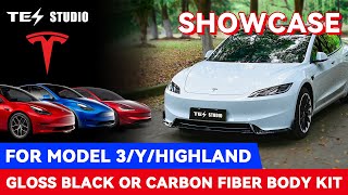 Turn Your Tesla Model 3YHighland with Our Exclusive Carbon amp Gloss Kits tesstudio elonmusk [upl. by Neelehtak154]