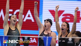 Team USA women cap off Worlds with dominant 4x100 medley relay gold medal  NBC Sports [upl. by Friederike165]