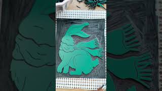 🐇🧣 Carving Cozy Bunny Linoleum Block 🧣🐇 shorts linoprint [upl. by Tiossem]