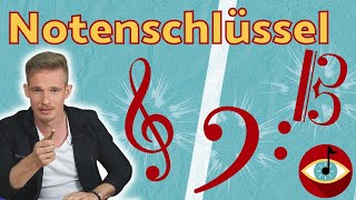 NOTENSCHLÜSSEL  das Wichtigste in 6 MINUTEN erklärt Violinschlüssel Bassschlüssel Altschlüssel [upl. by Zurn753]