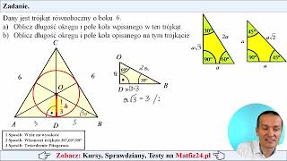 Okrąg wpisany i opisany na trójkącie równobocznym  MatFiz24pl 👈 [upl. by Aihsetan]