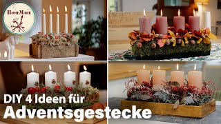 DIY  4 Ideen für längliche Adventsgestecke  einfache und natürliche Adventsdeko selber machen [upl. by Eriam]